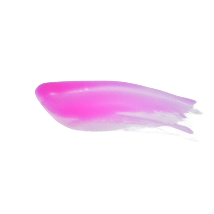 Crystal Rose lip gloss on lips showing rich pigment and smooth texture