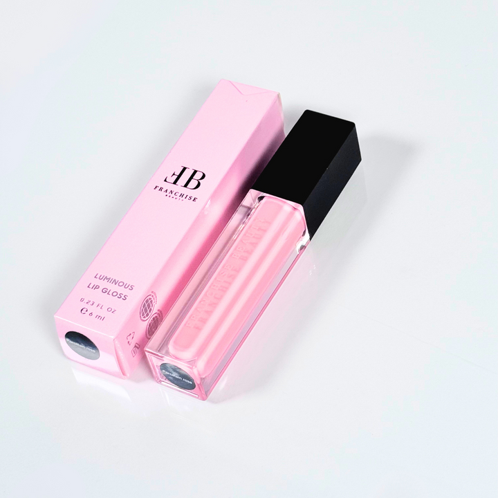 Porcelain Rose baby pink sheer lip gloss in recyclable packaging