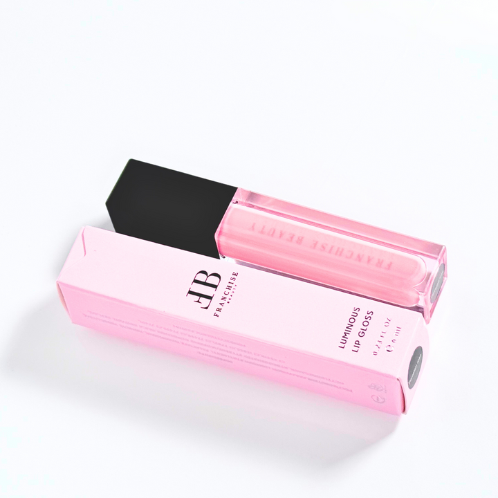 Porcelain Rose baby pink sheer lip gloss in recyclable packaging